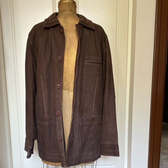 Indigo Palms from Tommy Bahama Brown Men's Leather Jacket. - Picture 1 of 10